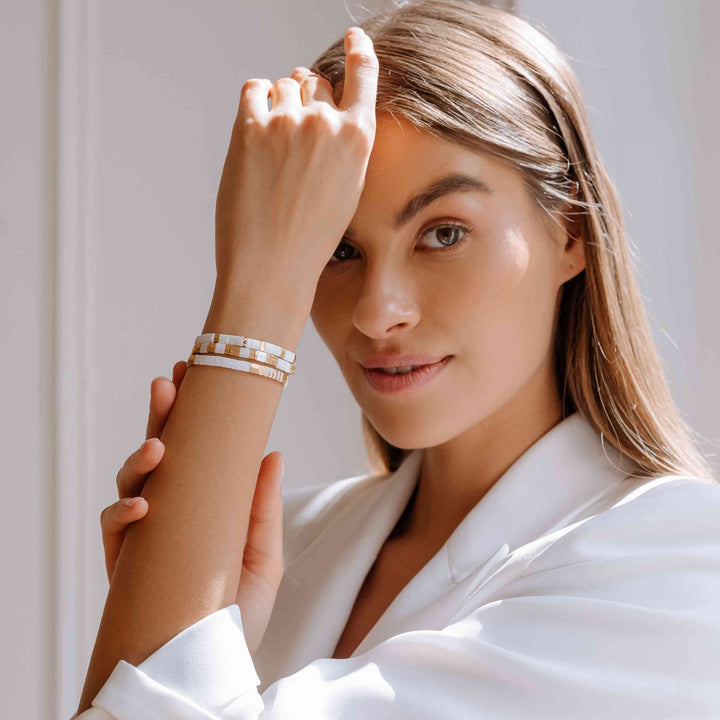 Ensemble Neige (Parure Gotha et boucles d'oreilles Lila)