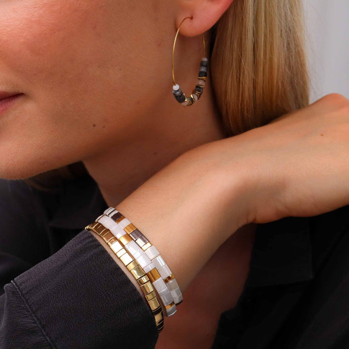 Ensemble Sparkle - détail des couleurs et motifs en perles Miyuki Tila