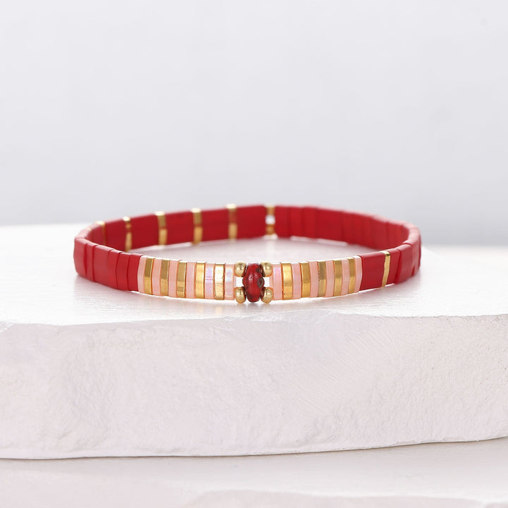 Parure Capucine - bracelet en perles Miyuki porté au poignet
