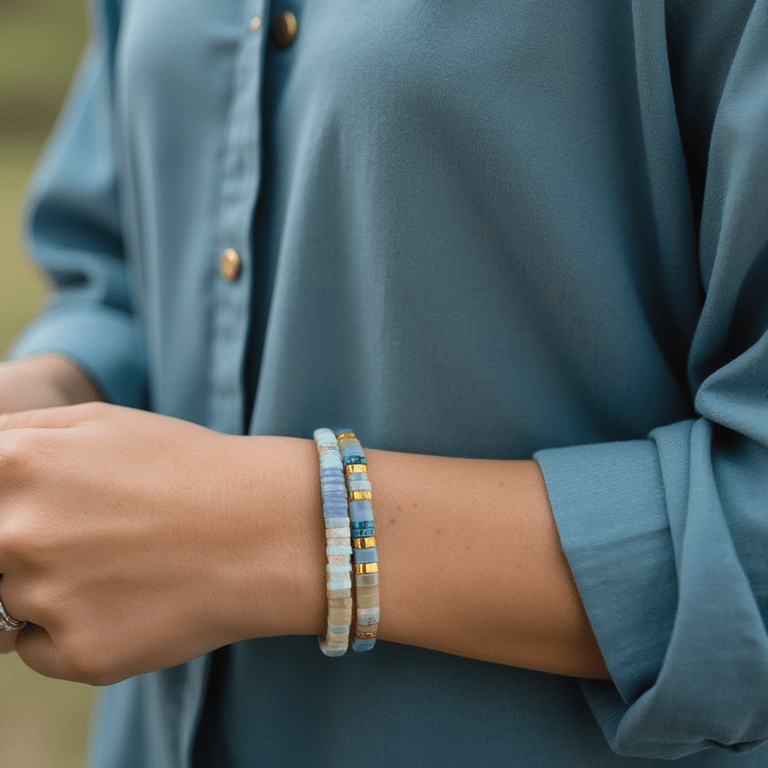 Parure Nerea - détail des couleurs et motifs en perles Miyuki Tila