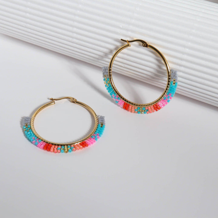 Ensemble Lola & Flora - détail des couleurs et motifs en perles Miyuki Tila