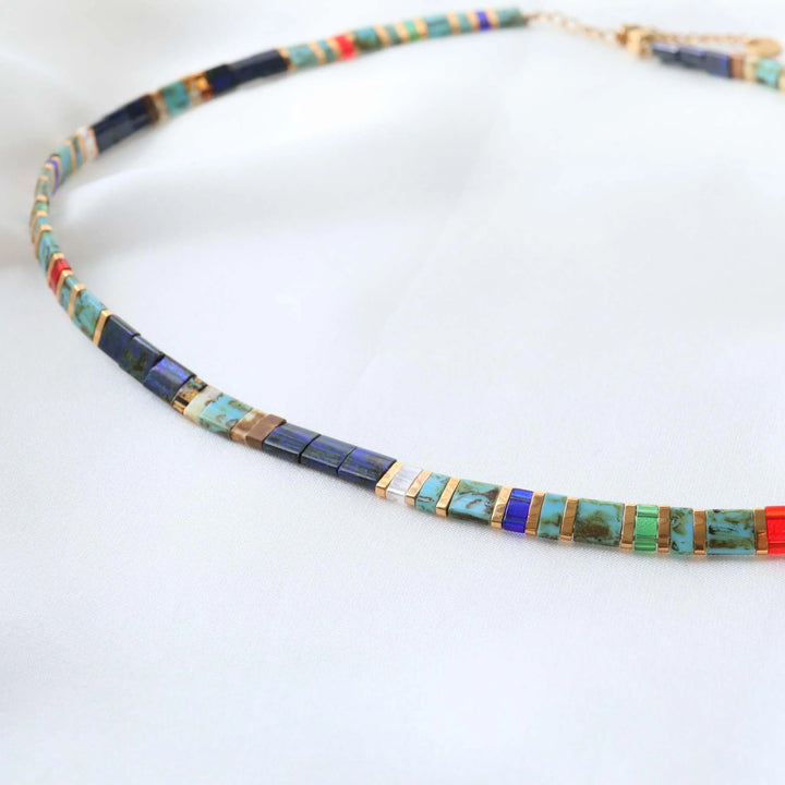 Ensemble Lou (Collier & Parure) - collier en perles Miyuki porté