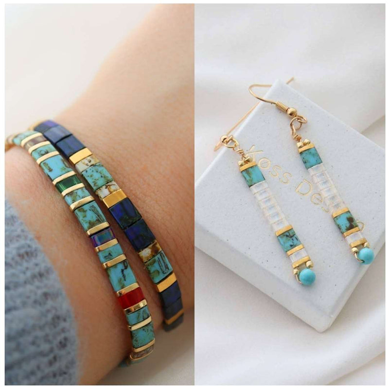 Ensemble Lou & Eva - bracelet de perles colorées fait main en perles Miyuki par Køss Design