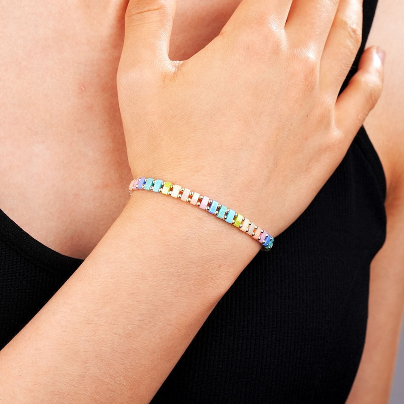 Marisol - détail des couleurs et motifs en perles Miyuki Tila