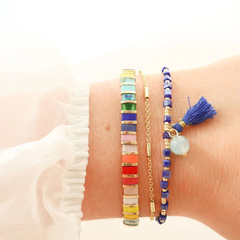 Parure Azur - bracelets de perles - bracelet de perles colorées fait main en perles Miyuki par Køss Design