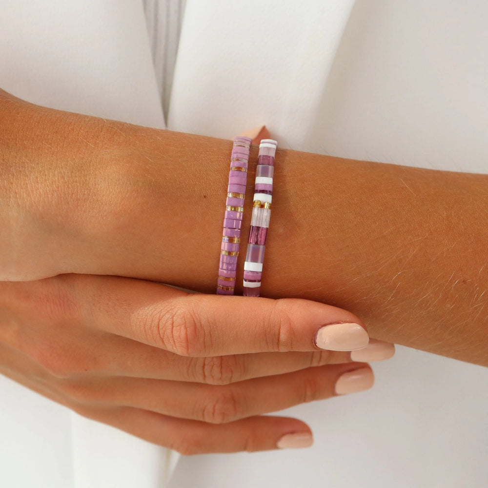 Parure Lavande - vue détaillée des perles Miyuki japonaises