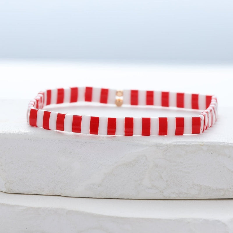 Parure Noël - bracelet en perles Miyuki porté au poignet