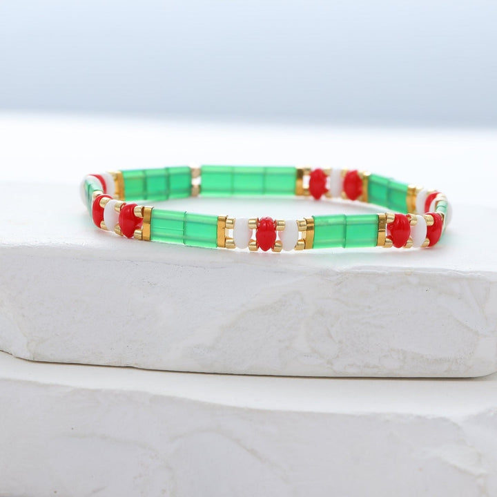 Parure Noël - vue détaillée des perles Miyuki japonaises