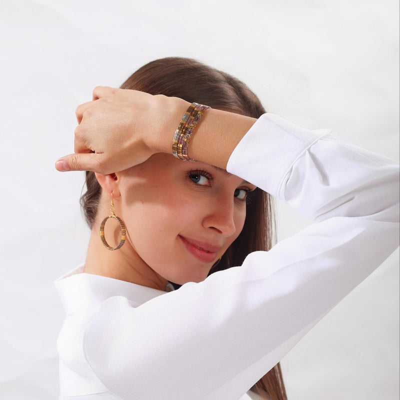 Parure Odette - détail des couleurs et motifs en perles Miyuki Tila