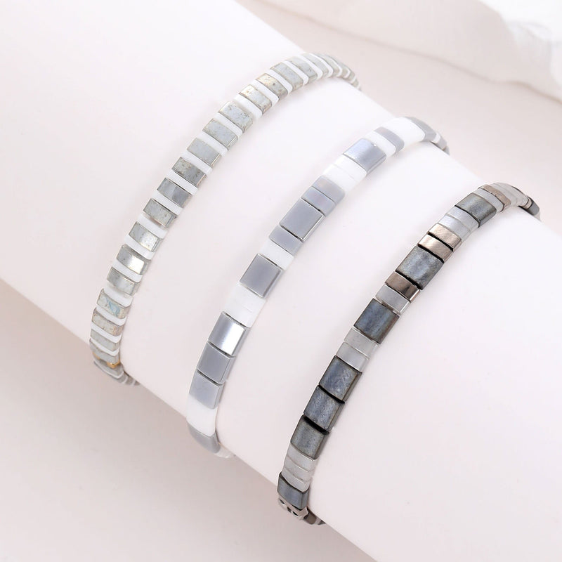 Parure Platine - Bracelets de Perles - bracelet de perles colorées fait main en perles Miyuki par Køss Design