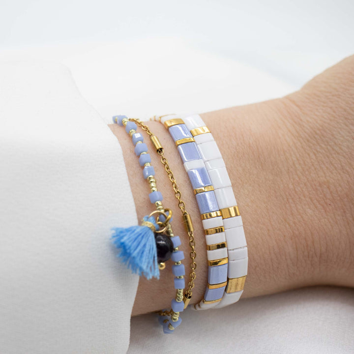 Sky - vue détaillée des perles Miyuki japonaises