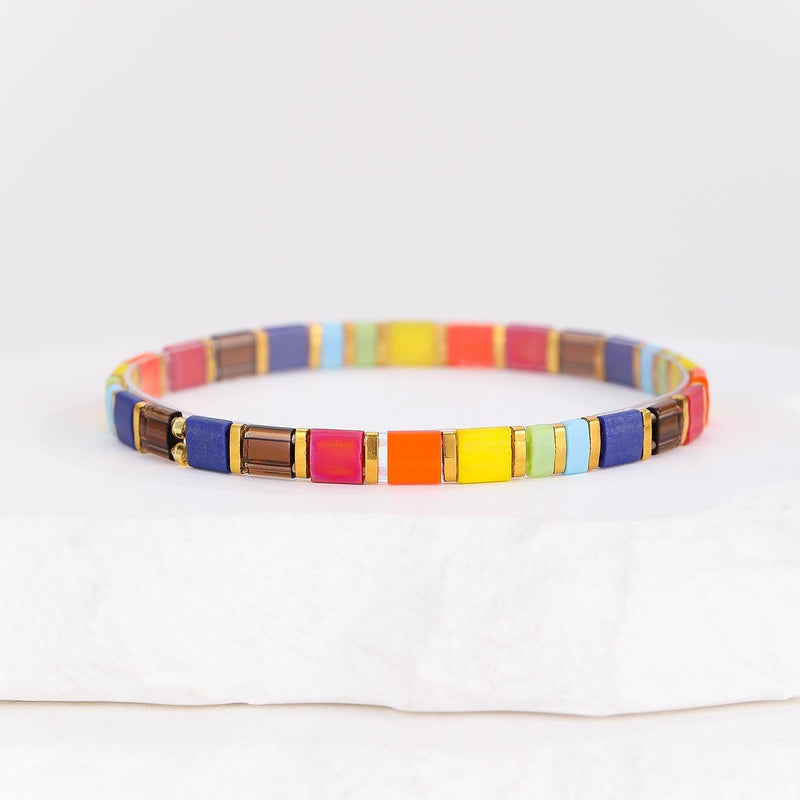 Parure Aloha - détail des couleurs et motifs en perles Miyuki Tila
