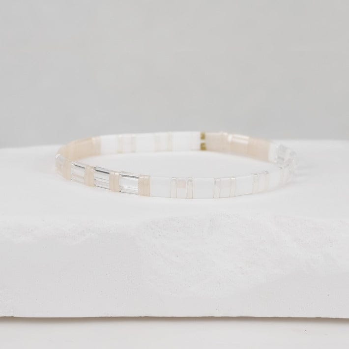 Parure Daria - Køss Design bracelets perles plates blanches fait main photo 7