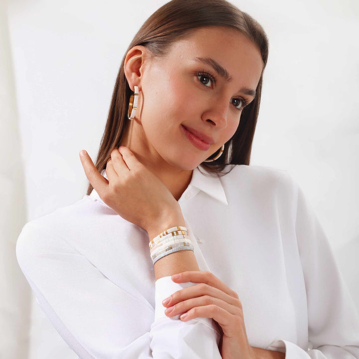 Parure Daria - Køss Design bracelets perles plates blanches fait main photo 10