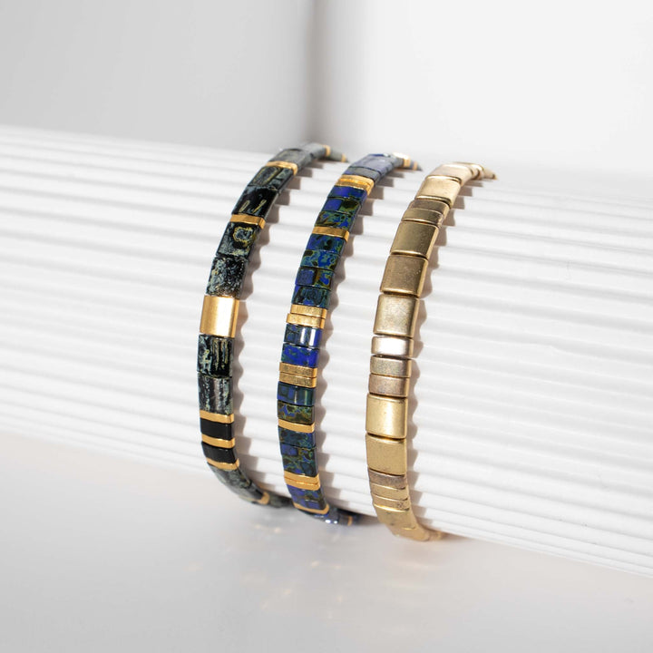 Parure Eclipse - détail des couleurs et motifs en perles Miyuki Tila