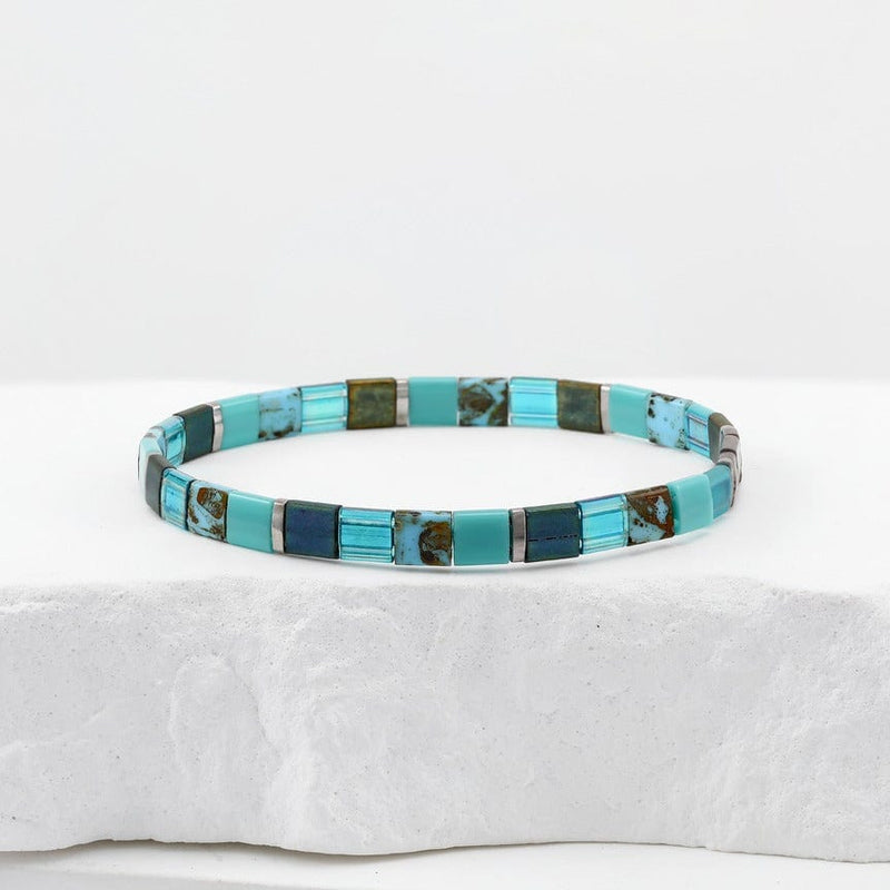 Parure Esmira - détail des couleurs et motifs en perles Miyuki Tila