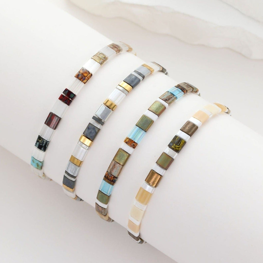 Parure Leah - Bracelets de perles - bracelets perles plates fait main en perles Miyuki par Køss Design