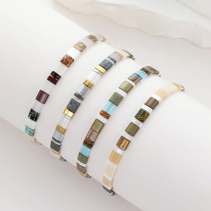 Parure Leah - Bracelets de perles - bracelets perles plates fait main en perles Miyuki par Køss Design