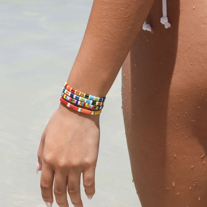 Parure Moana - détail des couleurs et motifs en perles Miyuki Tila
