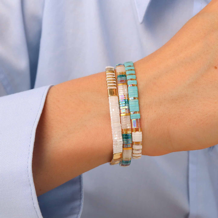 Parure Poly - détail des couleurs et motifs en perles Miyuki Tila