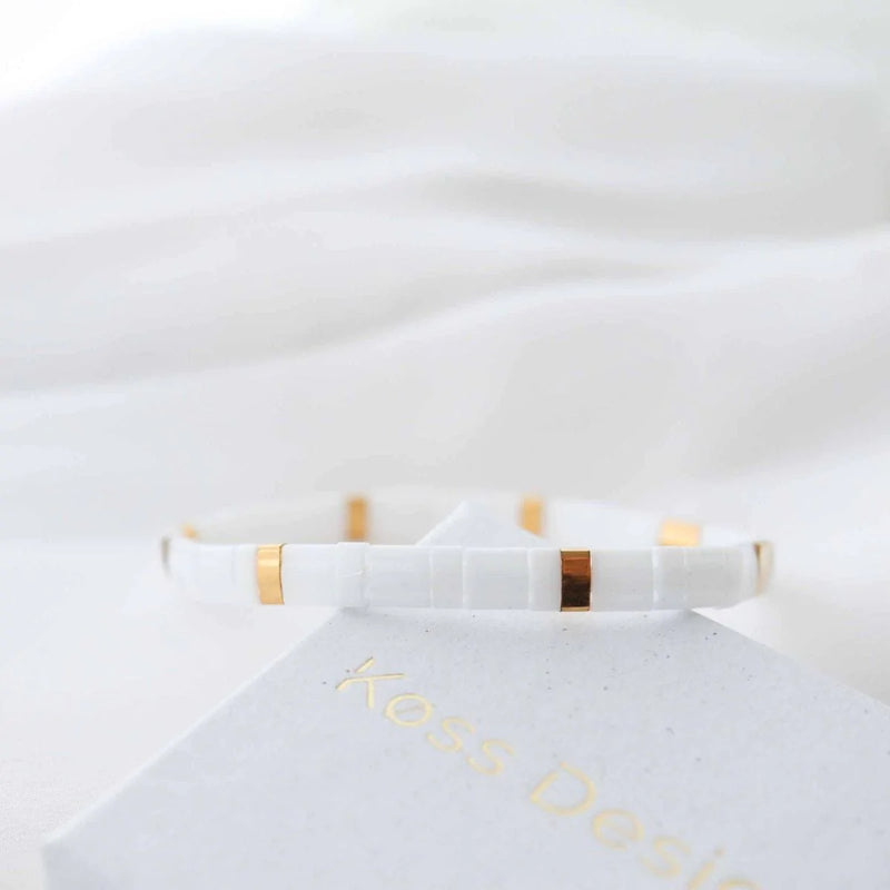 Parure Sun - détail des couleurs et motifs en perles Miyuki Tila