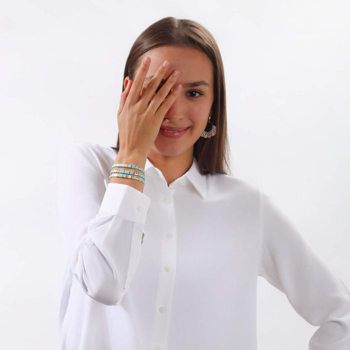Parure Thalia - bracelet en perles Miyuki porté au poignet