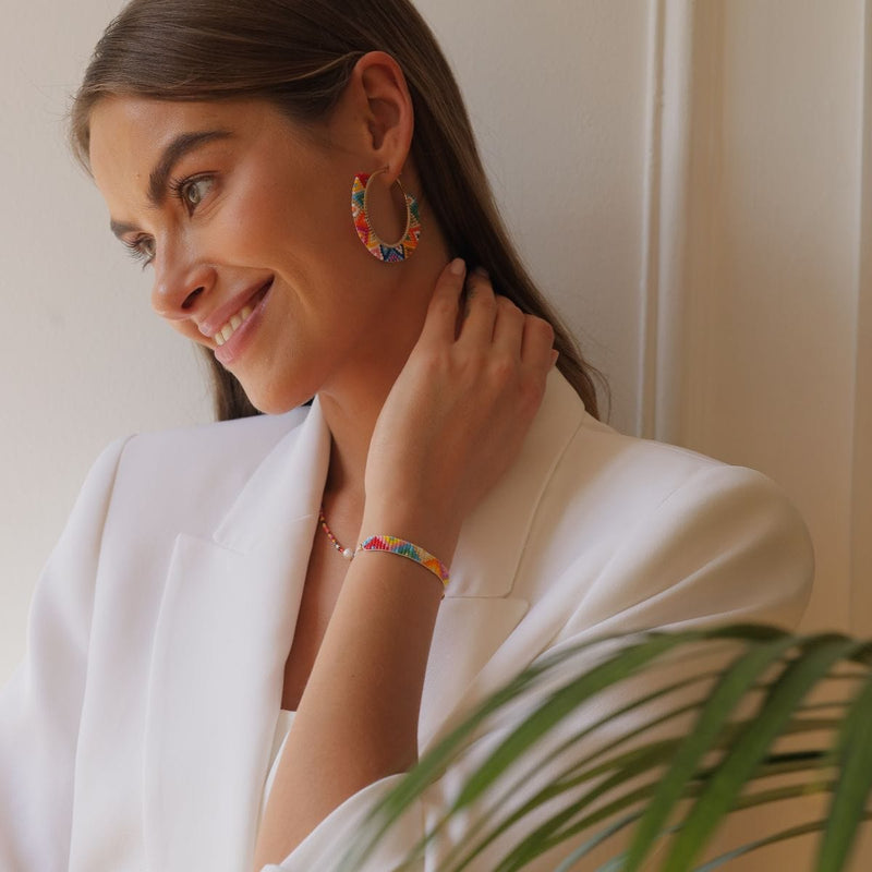 Agathe - détail des couleurs et motifs en perles Miyuki Tila