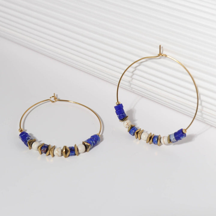 Azur - Boucles d'oreilles créoles - earring fait main en perles Miyuki par Køss Design