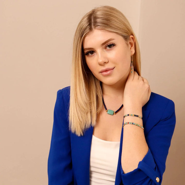 Eva - détail des couleurs et motifs en perles Miyuki Tila