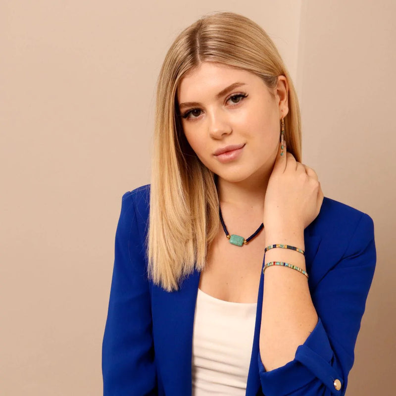 Eva - détail des couleurs et motifs en perles Miyuki Tila