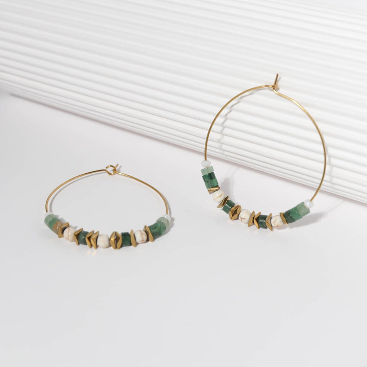 Nil - Boucles d'oreilles créoles - earring fait main en perles Miyuki par Køss Design