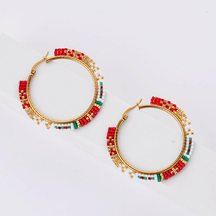 Noël - Boucles d'oreilles - earring fait main en perles Miyuki par Køss Design