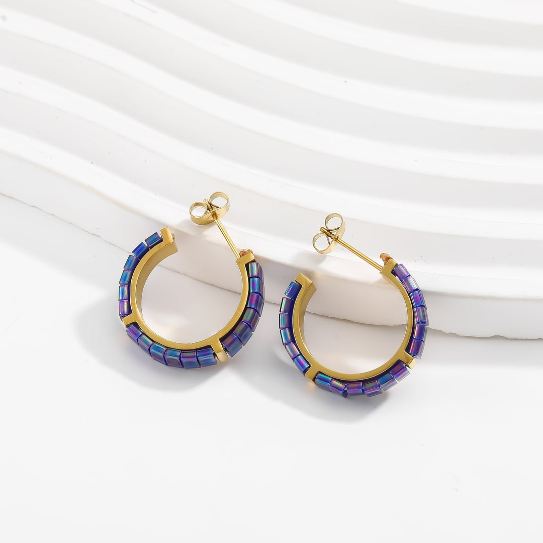 Safira - Boucles d'oreilles - earring fait main en perles Miyuki par Køss Design